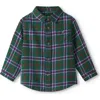 Hatley Holiday Plaid Cotton Flannel Button-down Shirt In Green
