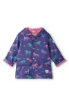 Hatley Horses & Hearts Waterproof Raincoat In Blue