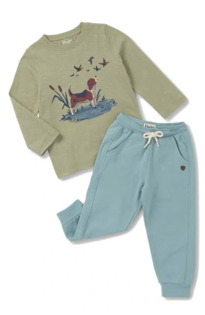 Hatley Babies'  Hunting Dog Long Sleeve Graphic T-shirt & Joggers Set In Multi