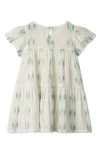 Shop Hatley Ikat Feather Print Cotton Tiered Dress In Cream