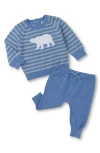 Hatley Intarsia Polar Bear Stripe Sweater & Pants Set In Blue