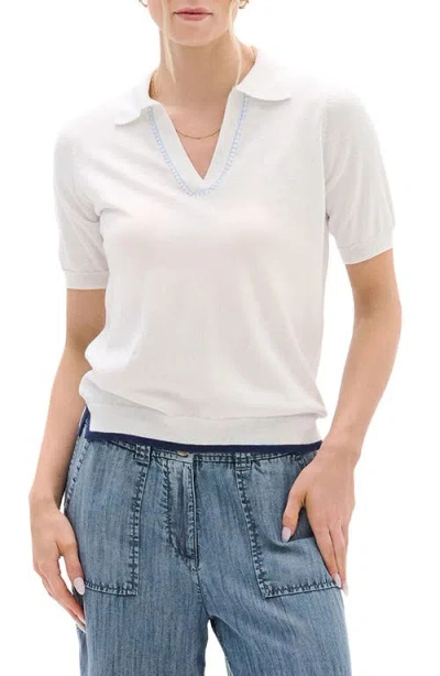 Hatley Johnny Collar Short Sleeve Sweater In White