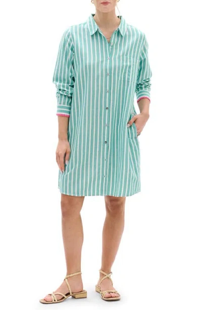 Hatley Julia Stripe Cotton Shirtdress In Green