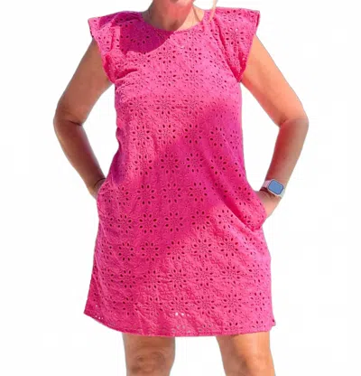 Hatley Kaia Mini Dress In Fandango Pink Eyelet In Transparent