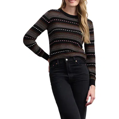 Hatley Kate Textured Stripe Crewneck Sweater In Black