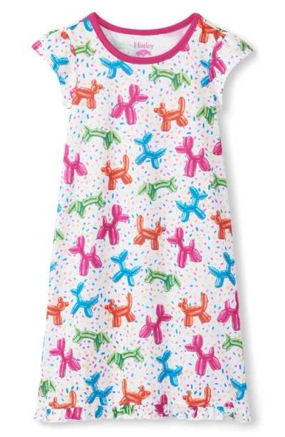 Hatley Kids' Balloon Pet Ruffle Hem Nightgown In Red