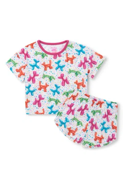 Hatley Kids' Balloon Pet Two-piece Short Pajamas In White