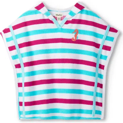 Hatley Kids' Beach Stripes Terry Cloth Cover-up Hooded Tunic In White