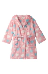 Hatley Kids' Big Hearts Hooded Fleece Robe In Pink