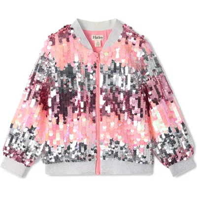 Hatley Kids' Blossom Gradient Sequin Bomber Jacket In Pink