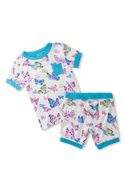 Hatley Kids' Butterfly Print Fitted Two-piece Short Pajamas In White