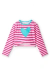 Hatley Kids' Candy Stripe Heart Long Sleeve Rashguard In Candy Stripe