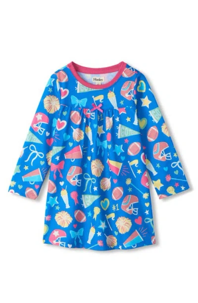 Hatley Kids' Cheer Squad Long Sleeve Nightgown In Blue