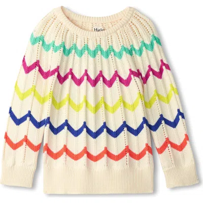 Hatley Kids' Chevron Pointelle Cotton Crewneck Sweater In Multi