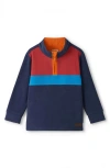 Hatley Kids' Colorblock Fleece Half-zip Pullover In Blue