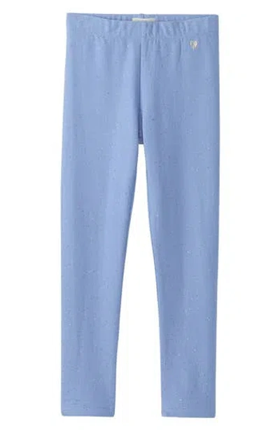 Hatley Kids' Cozy Glitter Stretch Cotton Leggings In Blue