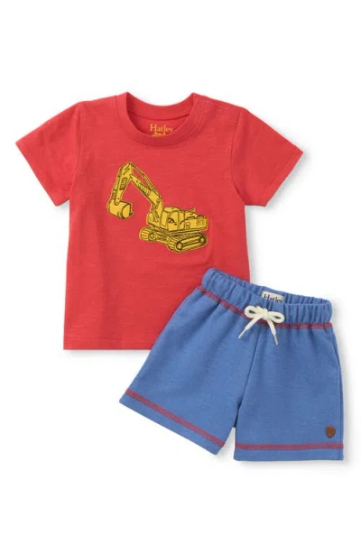 Hatley Babies'  Kids' Digger Appliqué T-shirt & Shorts Set In Red