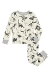 Hatley Kids' Dino Extinction Fitted Two-piece Pajamas In Natural