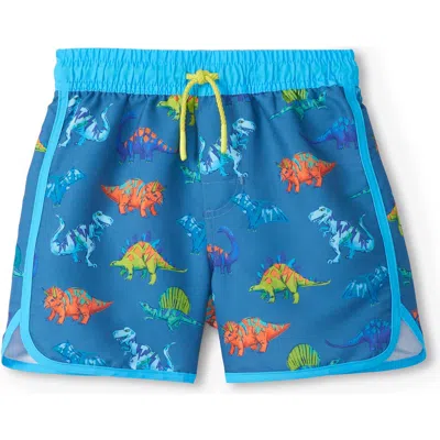 Hatley Babies'  Kids' Dino Party Print Swim Trunks In Blue