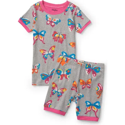 Hatley Kids' Doodle Butterflies Short Pajamas In Gray