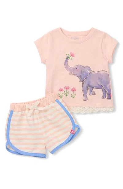 Hatley Babies'  Kids' Elephant Eyelet Cotton T-shirt & Shorts Set In Pink