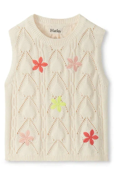 Hatley Babies'  Kids' Embroidered Flower Sleeveless Knit Top In White