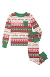 HATLEY HATLEY KIDS' FAIR ISLE DOG HOLIDAY FITTED TWO-PIECE PAJAMAS