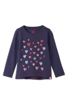 Hatley Kids' Falling Hearts Embroidered T-shirt In Blue