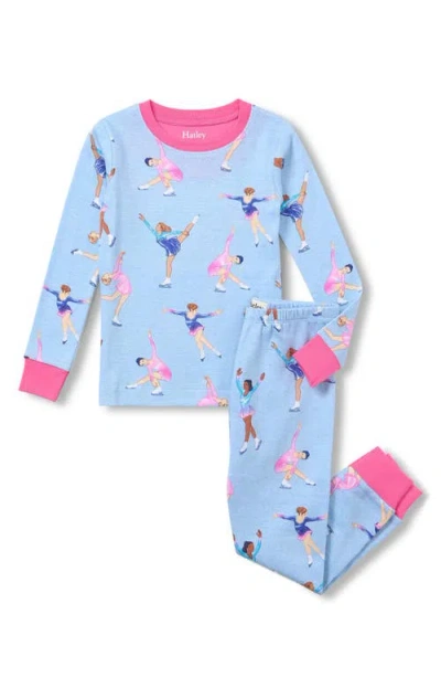 Hatley Kids' Figure Skaters Fitted Two-piece Pajamas In Blue