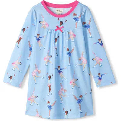 Hatley Kids' Figure Skaters Long Sleeve Nightgown In Blue