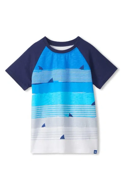 Hatley Kids' Fin Stripes T-shirt In Blue