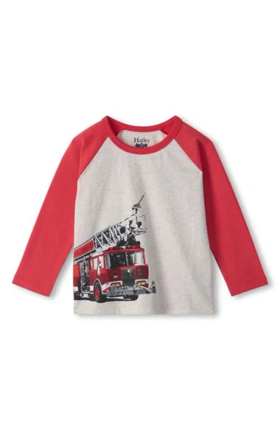 Hatley Babies'  Kids' Firetruck Graphic Raglan T-shirt In Multi