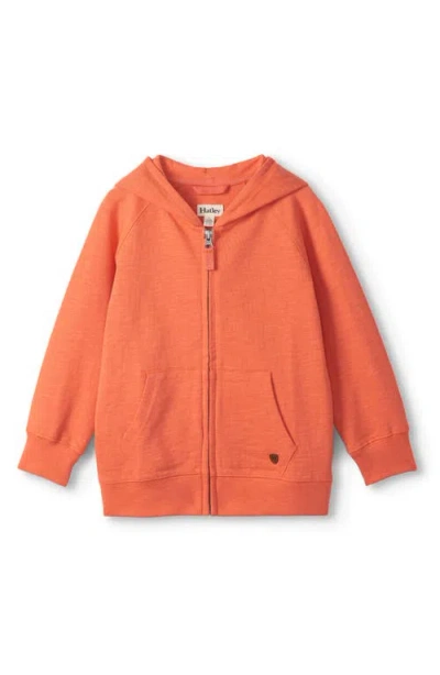 Hatley Kids' Flamingo Cotton Jersey Zip-up Hoodie In Orange
