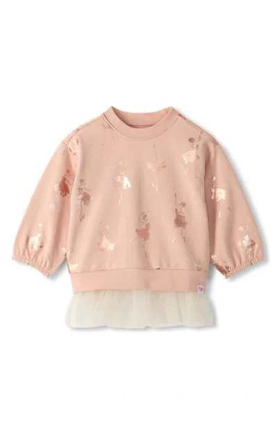 Hatley Babies'  Kids' Foil Ballerina Print Mix Media Sweatshirt In Pink