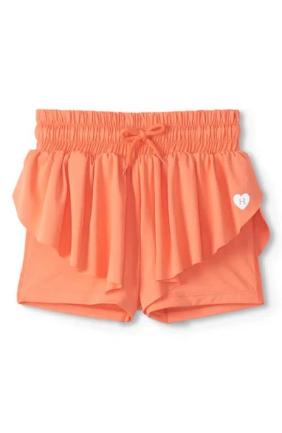 Hatley Kids' Fusion Coral Running Shorts In Orange