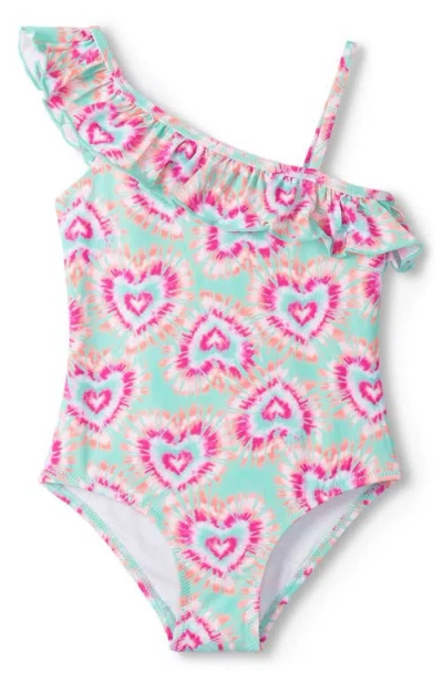 Hatley Kids' Glow Hearts Ruffle One-piece Swimsuit In Multi