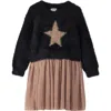 Hatley Kids' Gold Star Mixed Medi Dress In Black