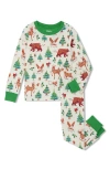 Hatley Kids' Holiday Animals Fitted Two-piece Pajamas In Multi