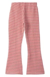 Hatley Kids' Houndstooth Check Flare Cotton Pants In Pink