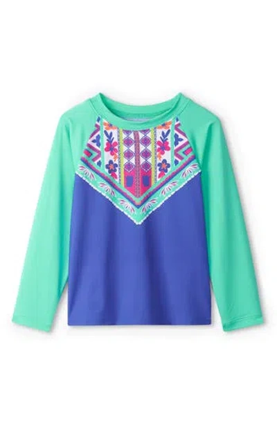 Hatley Kids' Kaleidoscope Long Sleeve Rashguard In Dazzling Blue