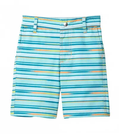 Hatley Kids Ocean Stripes Quick Dry Shorts In White In Green