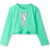 Hatley Kids' Painted Seahorse Long Sleeve Rashguard In Biscay Green