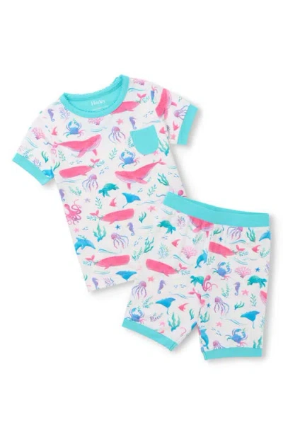 Hatley Kids' Painted Sealife Fitted Two-piece Short Pajamas In Multi