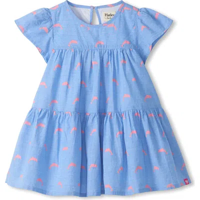 Hatley Babies'  Kids' Pink Dolphin Print Cotton Tiered Dress In Pattern