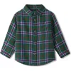 Hatley Kids' Plaid Cotton Flannel Button-up Shirt In Green