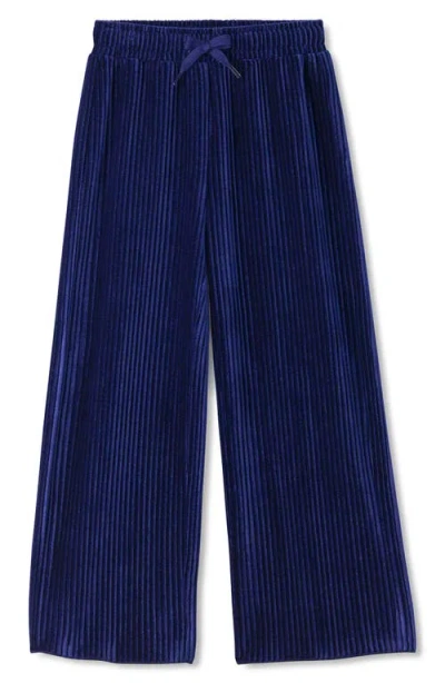 Hatley Kids' Pleated Velour Relaxed Pants In Blue