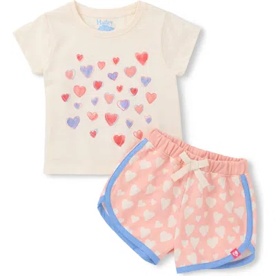 Hatley Babies'  Kids' Puffy Heart T-shirt & Shorts Set In Pink