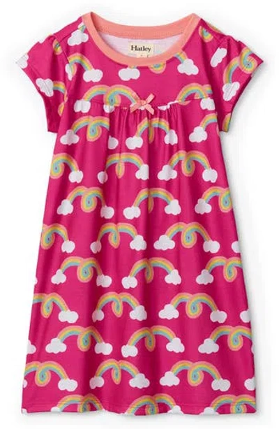Hatley Kids' Rainbow Arch Nightgown In Fuchsia Pink