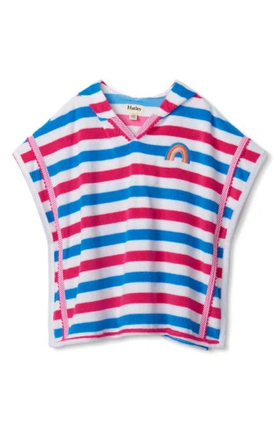 Hatley Kids' Rainbow Stripe Hooded Cover-up In Fuchsia Pink