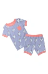 HATLEY KIDS' RAINBOW WINGED UNICORN FITTED TWO-PIECE SHORT PAJAMAS